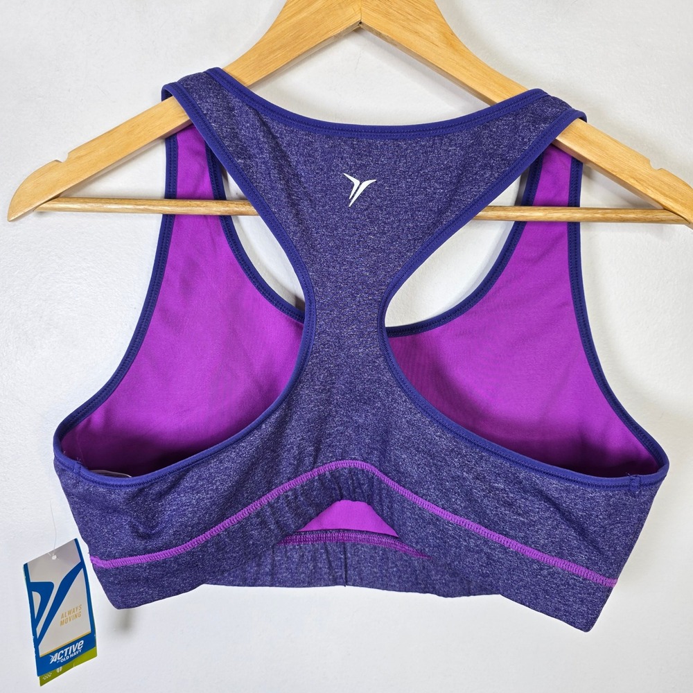 Active by Old Navy Women's XL Purple Heathered Racerback Sports Bra Compression - Picture 2 of 5